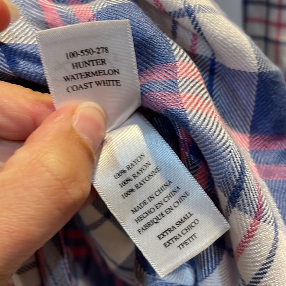 New! Rails Hunter Blue and Pink Plaid Flannel Shirt XS - Picture 7 of 7